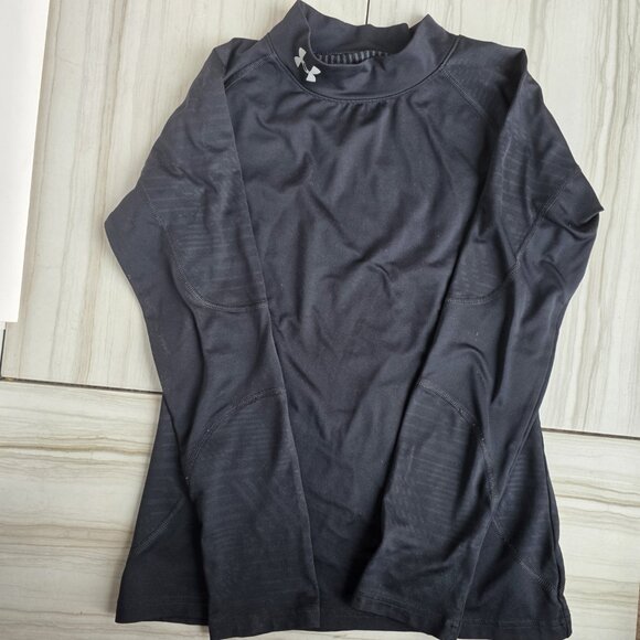 Under Armour Coldgear Long Sleeve Mock Neck Fitted Shirt - YLG/JG/G - Picture 2 of 11